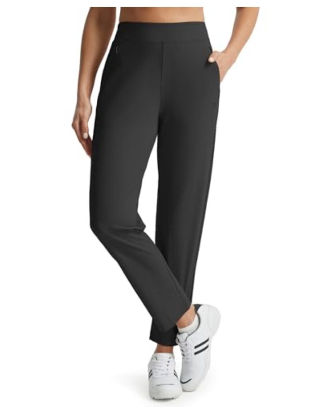 Stretchy Travel Golf Pants Straight Leg High Waisted Zipper Pockets